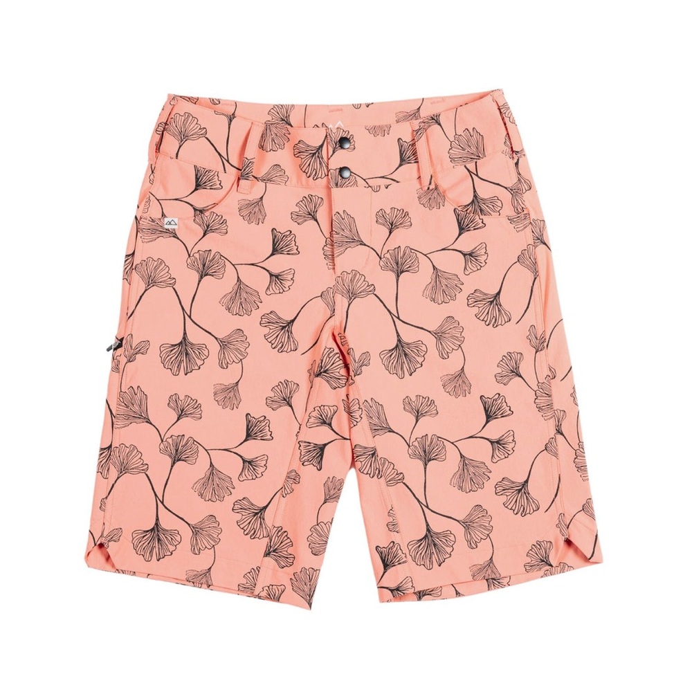Women's Peach Floral Athletic Shorts